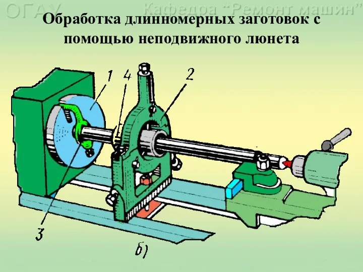 Обработка длинномерных заготовок с помощью неподвижного люнета