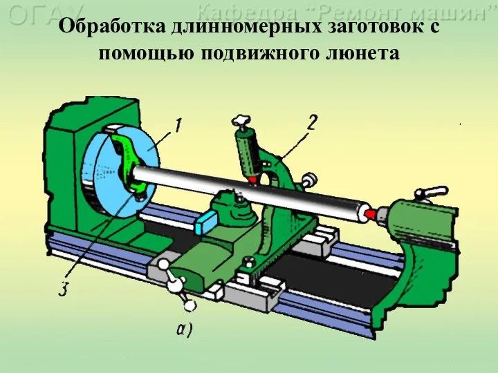 Обработка длинномерных заготовок с помощью подвижного люнета