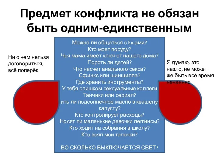 Предмет конфликта не обязан быть одним-единственным Можно ли общаться с Ex-ами? Кто