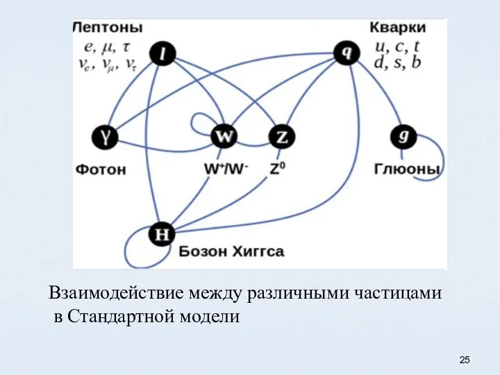 Взаимодействие между различными частицами в Стандартной модели