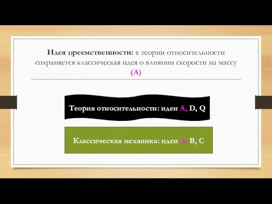 Идея преемственности: в теории относительности сохраняется классическая идея о влиянии скорости на