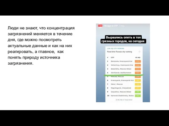 Люди не знают, что концентрация загрязнений меняется в течение дня, где можно