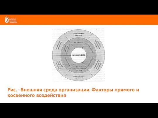 Рис. - Внешняя среда организации. Факторы прямого и косвенного воздействия