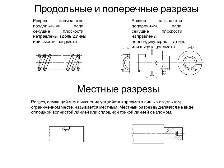 Продольные и поперечные разрезы Разрез называются продольными, если секущие плоскости направлены вдоль