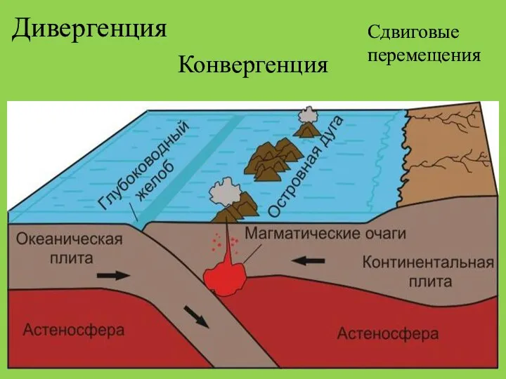 Дивергенция Конвергенция Сдвиговые перемещения