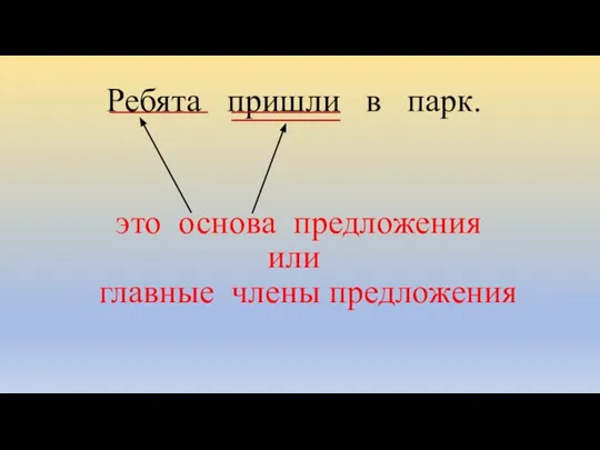 Ребята пришли в парк. это основа предложения или главные члены предложения