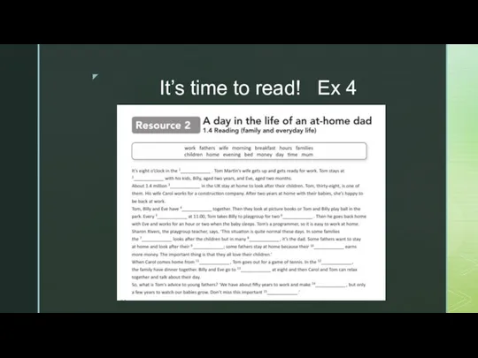 It’s time to read! Ex 4