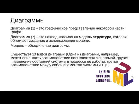 Диаграммы Диаграмма (1) – это графическое представление некоторой части графа. Диаграмма (2)