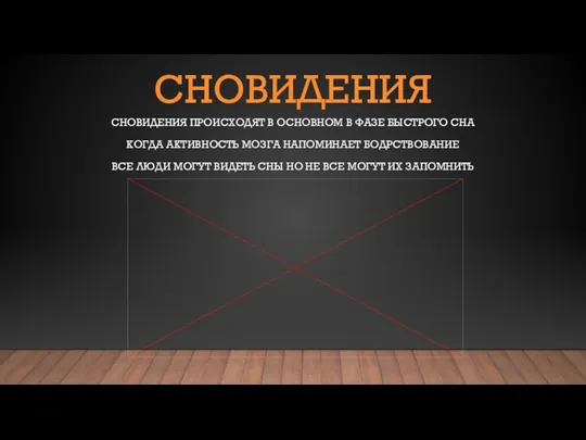 СНОВИДЕНИЯ СНОВИДЕНИЯ ПРОИСХОДЯТ В ОСНОВНОМ В ФАЗЕ БЫСТРОГО СНА КОГДА АКТИВНОСТЬ МОЗГА