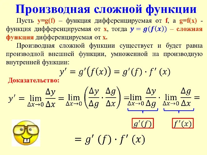 Производная сложной функции Доказательство: