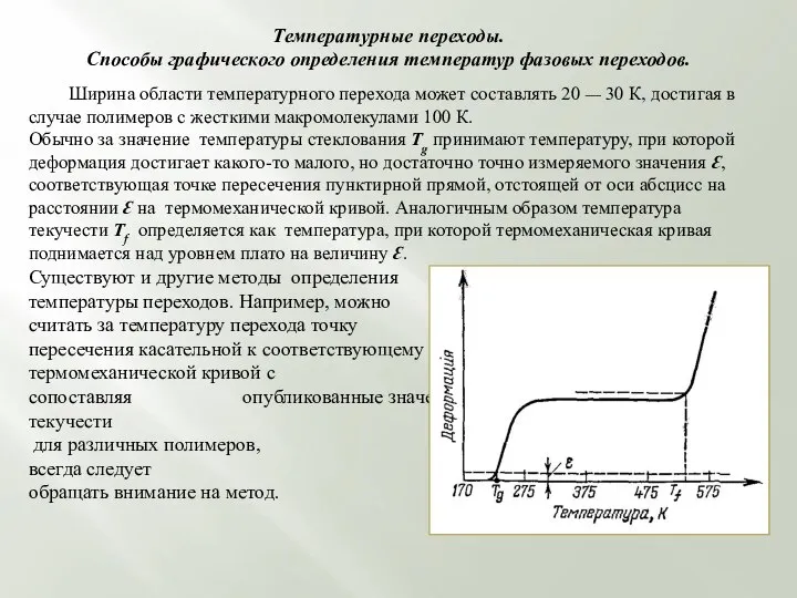 Температурные переходы. Способы графического определения температур фазовых переходов. Ширина области температурного перехода