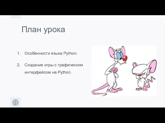 План урока Особенности языка Python. Создание игры с графическим интерфейсом на Python.