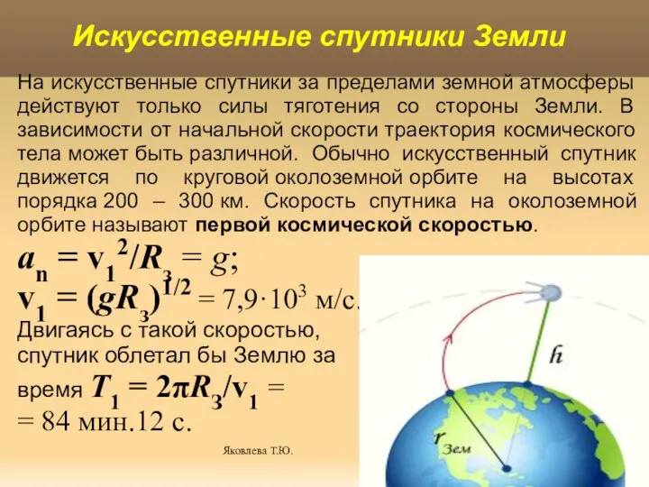 Яковлева Т.Ю. На искусственные спутники за пределами земной атмосферы действуют только силы