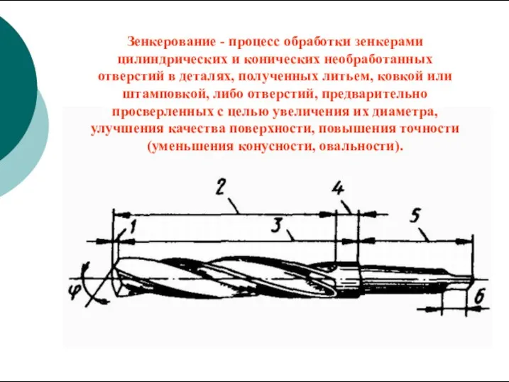 Зенкерование - процесс обработки зенкерами цилиндрических и конических необработанных отверстий в деталях,