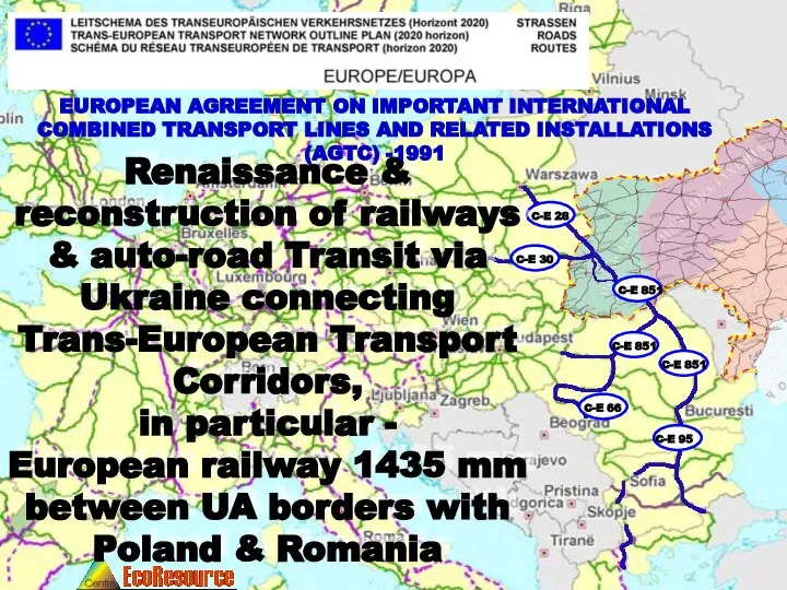 Renaissance & reconstruction of railways & auto-road Transit via Ukraine connecting Trans-European