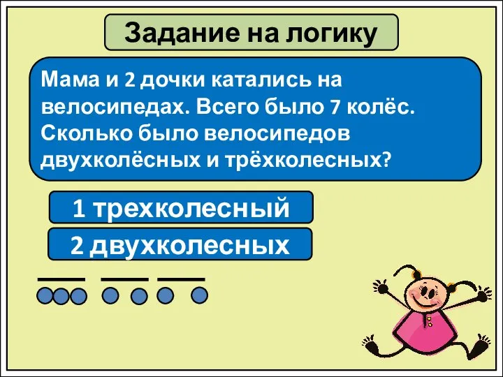 Задание на логику Мама и 2 дочки катались на велосипедах. Всего было