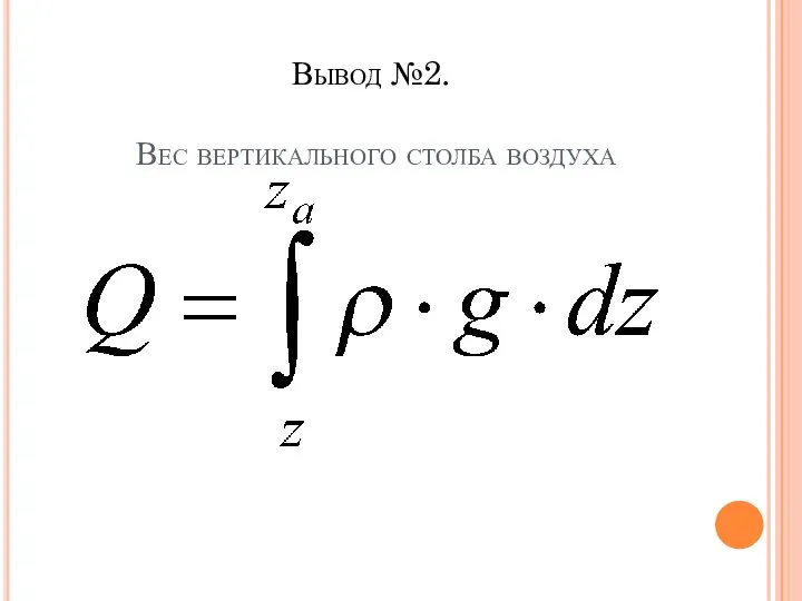 Вывод №2. Вес вертикального столба воздуха