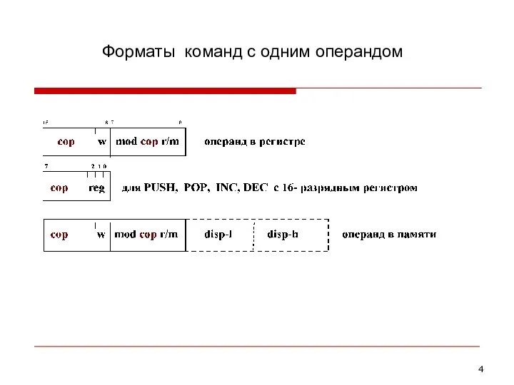 Форматы команд с одним операндом