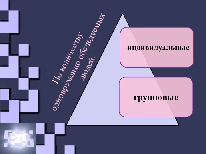 По количеству одновременно обследуемых людей: