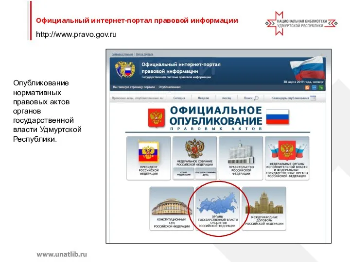 http://www.pravo.gov.ru Официальный интернет-портал правовой информации Опубликование нормативных правовых актов органов государственной власти Удмуртской Республики.