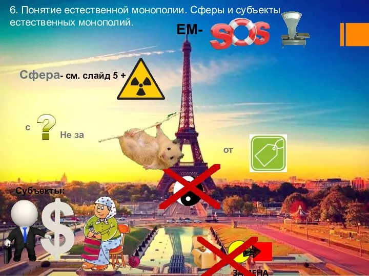 6. Понятие естественной монополии. Сферы и субъекты естественных монополий. ЕМ- с Не