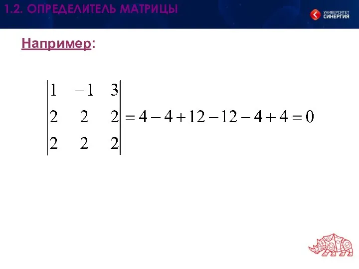 Например: 1.2. ОПРЕДЕЛИТЕЛЬ МАТРИЦЫ