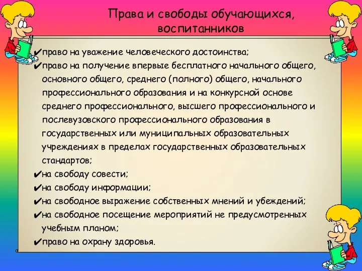 Права и свободы обучающихся, воспитанников