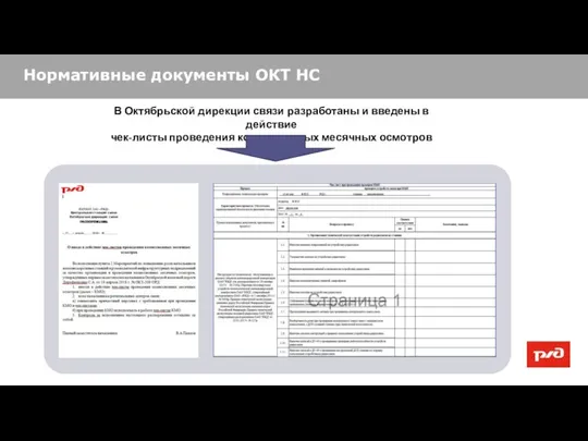 Нормативные документы ОКТ НС В Октябрьской дирекции связи разработаны и введены в