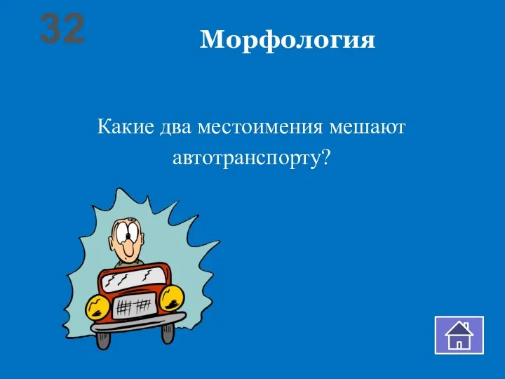 Морфология Какие два местоимения мешают автотранспорту? 32