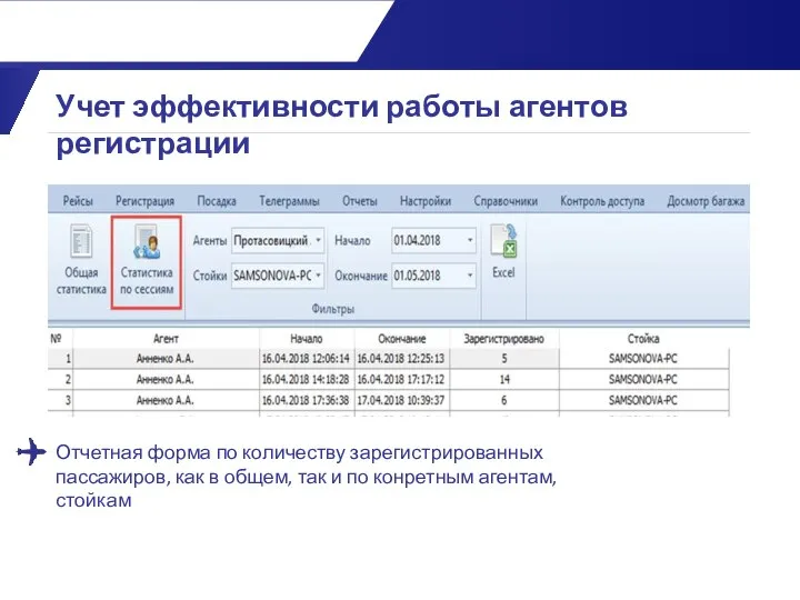 Отчетная форма по количеству зарегистрированных пассажиров, как в общем, так и по