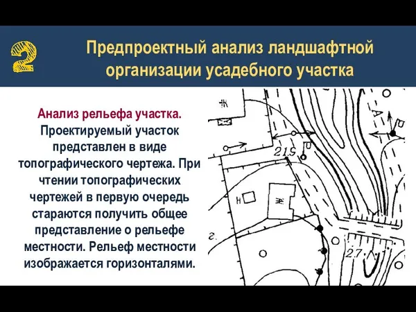 Предпроектный анализ ландшафтной организации усадебного участка Анализ рельефа участка. Проектируемый участок представлен