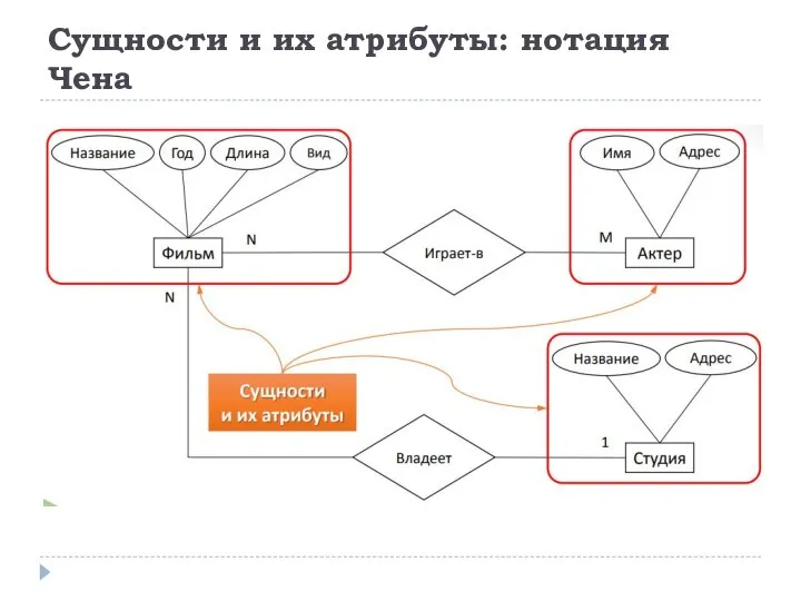 Сущности и их атрибуты: нотация Чена