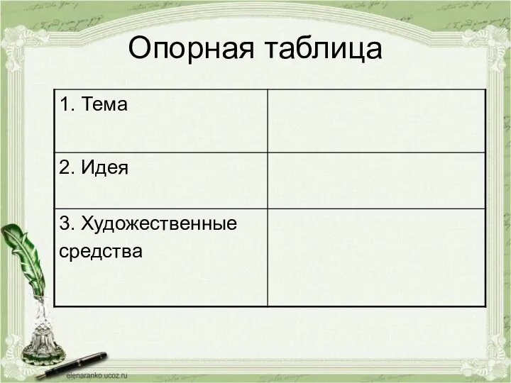 Опорная таблица