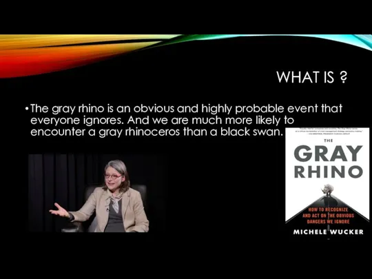 WHAT IS ? The gray rhino is an obvious and highly probable