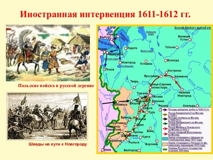 Иностранная интервенция 1611-1612 гг. Польские войска в русской деревне Шведы на пути к Новгороду