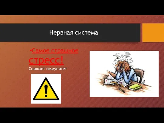 Нервная система Самое страшное стресс! Снижает иммунитет