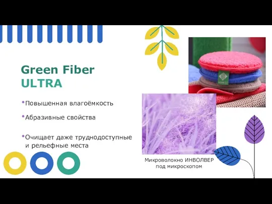 Green Fiber ULTRA Повышенная влагоёмкость Абразивные свойства Очищает даже труднодоступные и рельефные