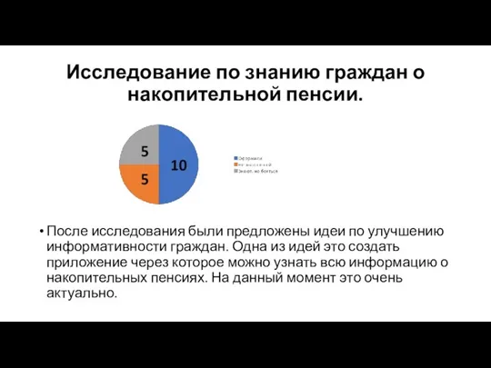 Исследование по знанию граждан о накопительной пенсии. После исследования были предложены идеи