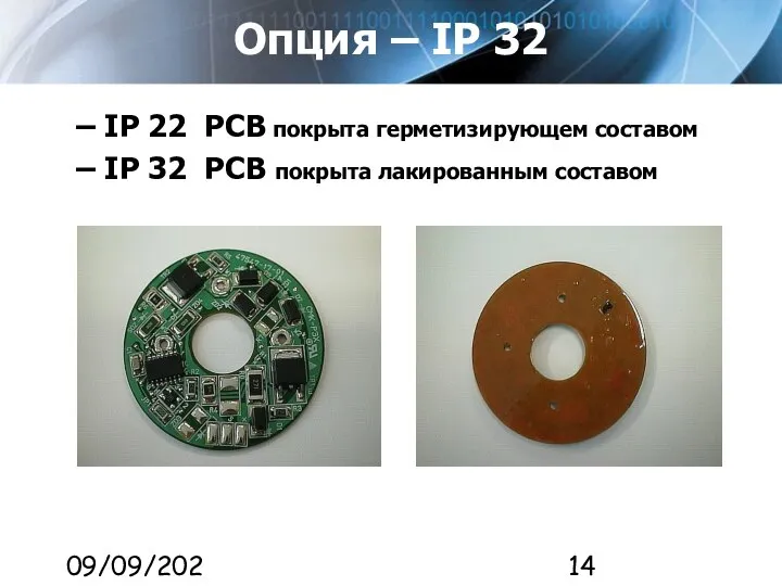 09/09/2023 Опция – IP 32 IP 22 PCB покрыта герметизирующем составом IP