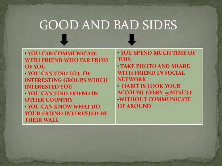 GOOD AND BAD SIDES