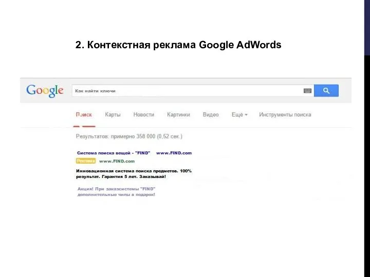 2. Контекстная реклама Google AdWords