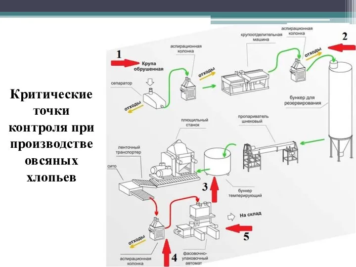 Критические точки контроля при производстве овсяных хлопьев