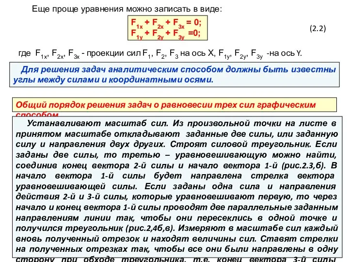 Еще проще уравнения можно записать в виде: F1х + F2х + F3х