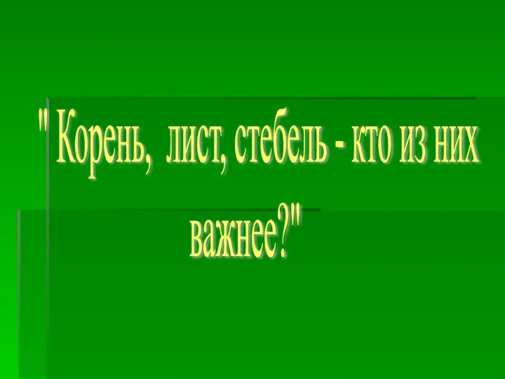 " Корень, лист, стебель - кто из них важнее?"