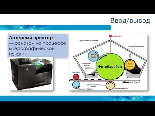 Лазерный принтер — основан на процессе ксерографической печати. Ввод/вывод