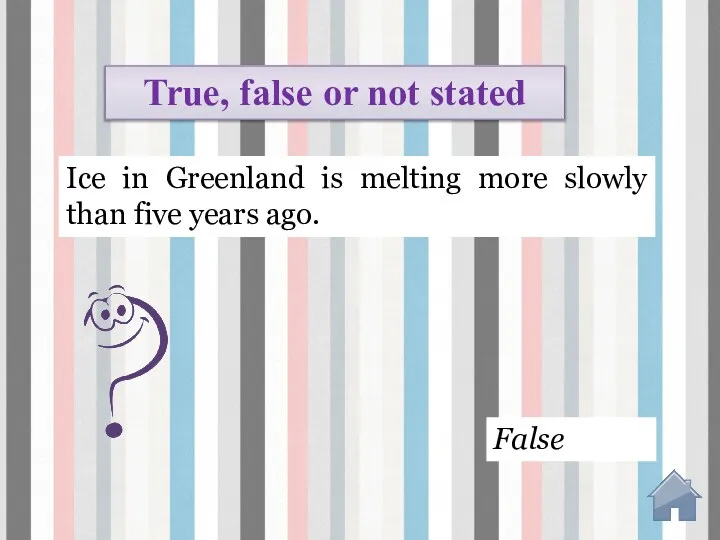 False True, false or not stated Ice in Greenland is melting more