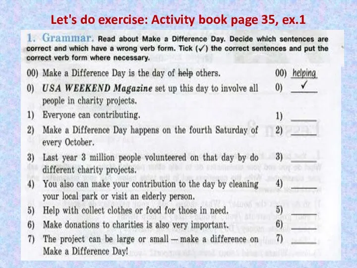 Let's do exercise: Activity book page 35, ex.1