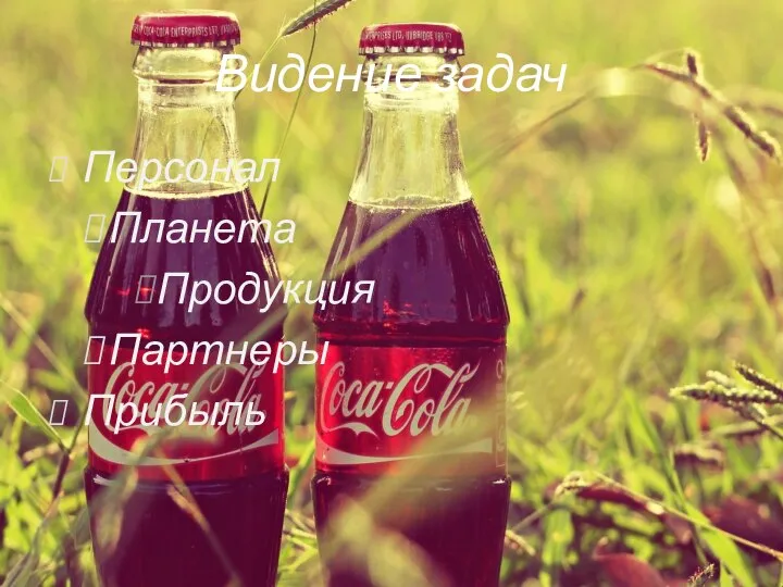 Видение задач Персонал Планета Продукция Партнеры Прибыль