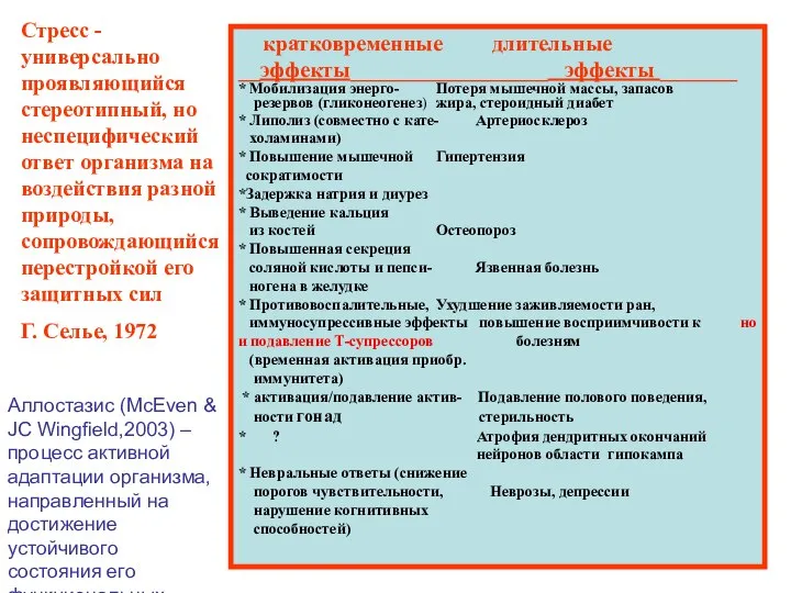 Cтресс - универсально проявляющийся стереотипный, но неспецифический ответ организма на воздействия разной