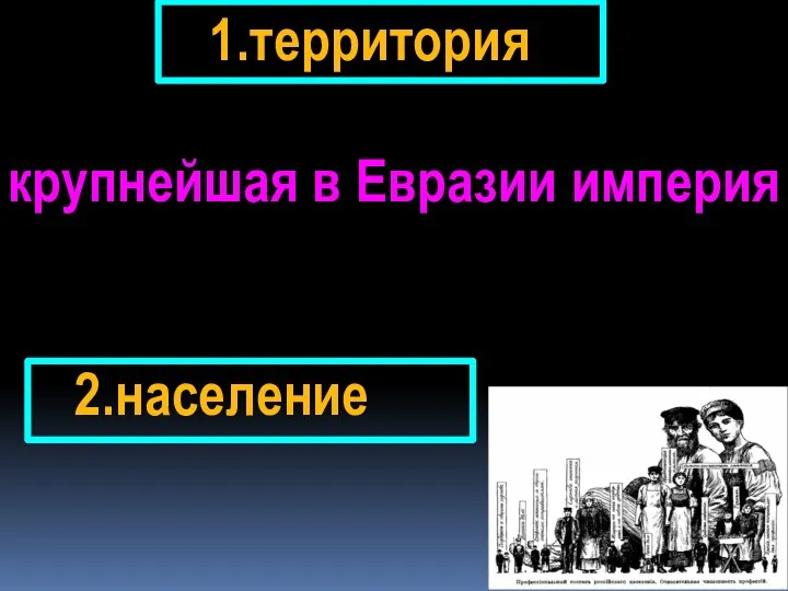 1.территория крупнейшая в Евразии империя 2.население